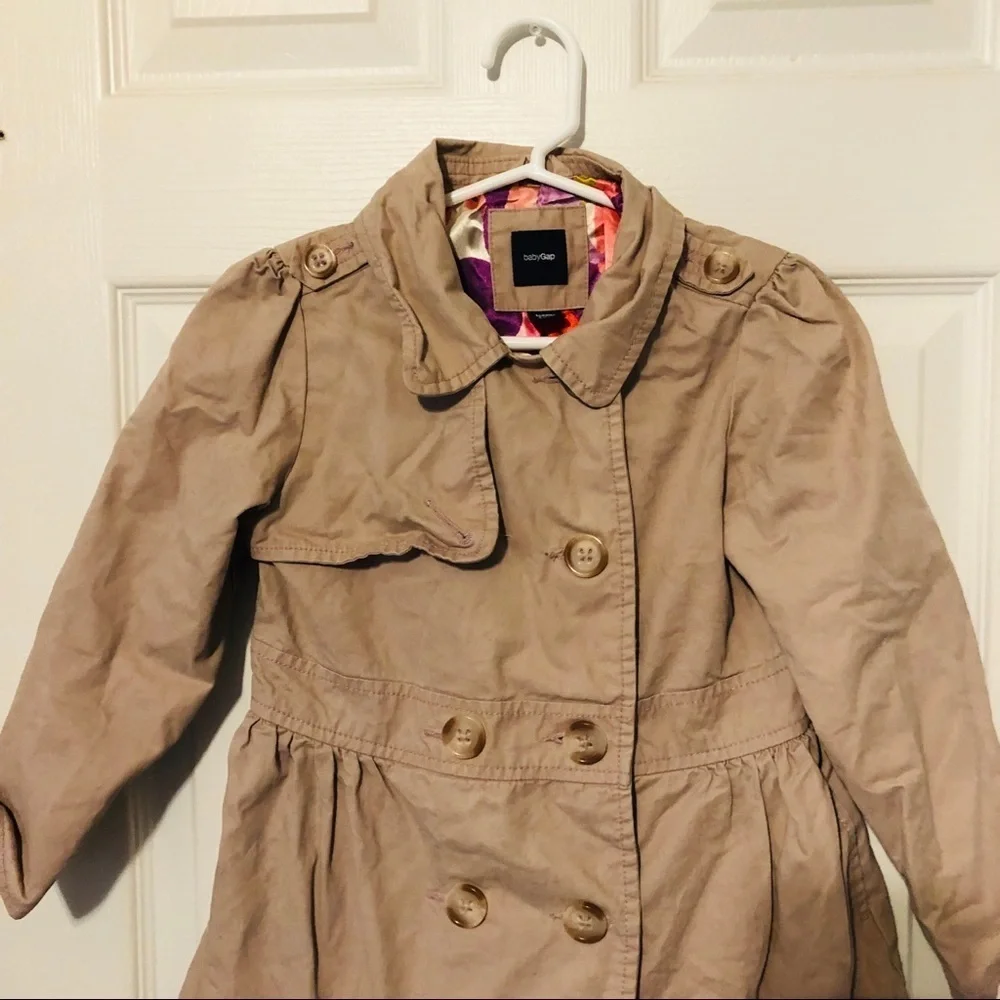 GAP Blush pink ruffle cotton pea coat size 5T